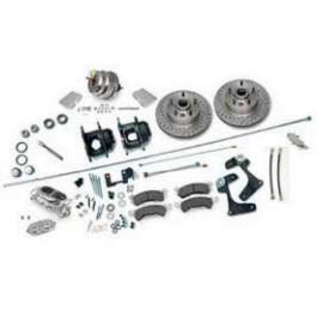 Full Size Chevy Power Front Disc Brake Kit, With Slotted Rotors, Stainless Steel Booster & Chrome Master Cylinder, 1958