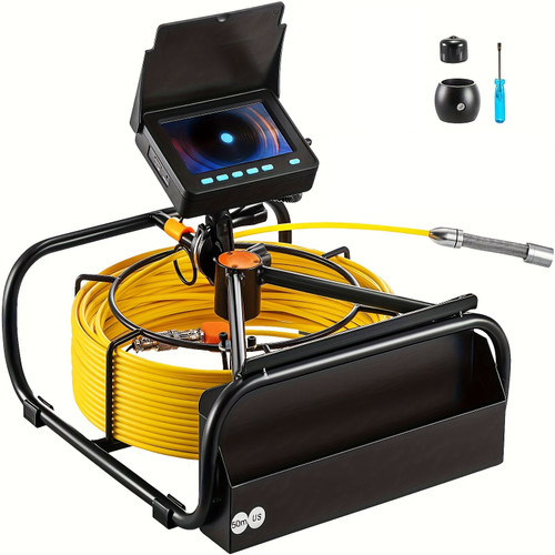 164ft Sewer Camera with DVR 1pc 164ft/50m Sewer Camera with DVR, 4.3" Pipe Inspection, LED Lights, Industrial Endoscope for Home Wall Duct Plumbing, Rechargeable Lithium Battery, No Electricity Needed
