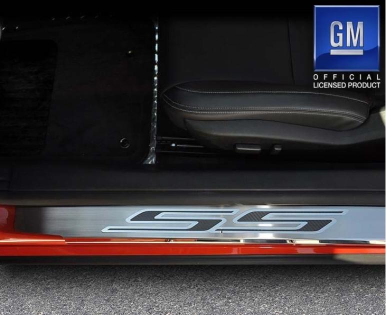 American Car Craft 2010-2015 Camaro SS - Outer Door Sills with 'SS' Inlay 2Pc, Stainless Steel, Choose Inlay Color 101003