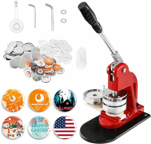 Button Maker Machine Badge Pin Machine 3" 75MM 500 Free Parts Press Kit