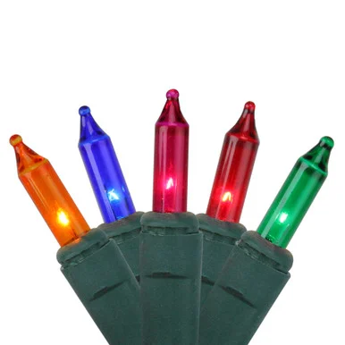 100-Count Multicolor Everglow Mini Icicle Christmas Light Set, 4.5ft Green Wire