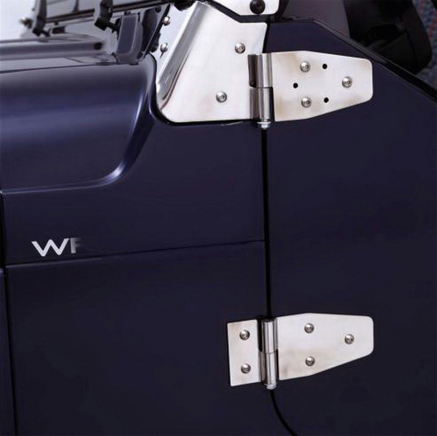 Rampage Products 7407 Lower Door Hinge Brackets; Stainless; Pair