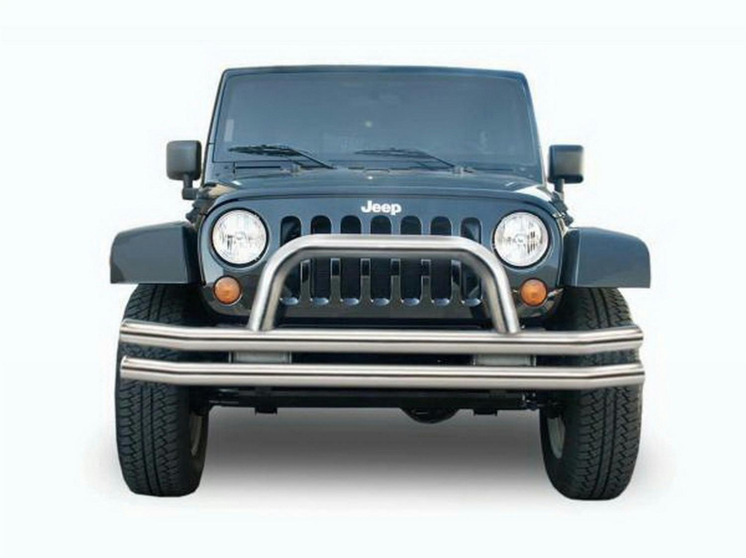 Rampage Products 86620 Double Tube Bumper Black - Front with Hoop
