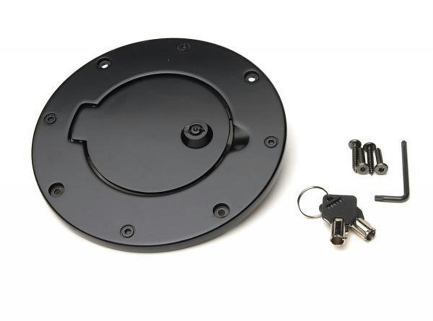 Rampage Products 85007 Billet Style Fuel Door Cover; Black Off Road Coat; Locking Incl. 2 Keys
