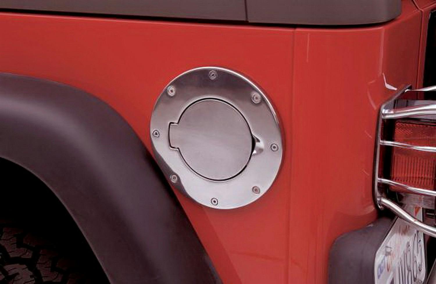 Rampage Products 75000 Billet Style Fuel Door Cover; Polished; Non-Locking