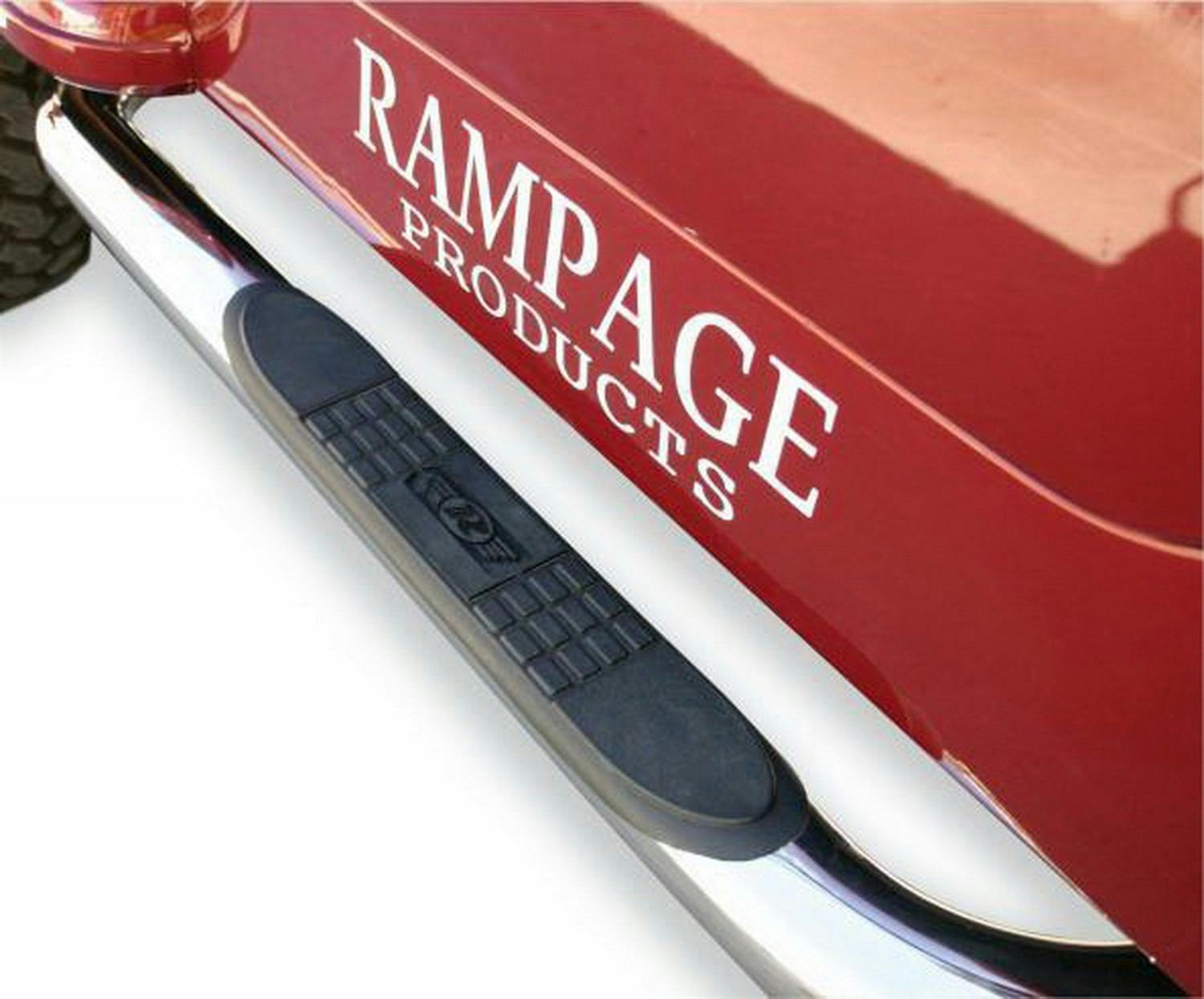 Rampage Products 8627 Body Side 3 in. Round Step Bar Wheel -To- Wheel; w/Step; Black Powder Coat; Pair