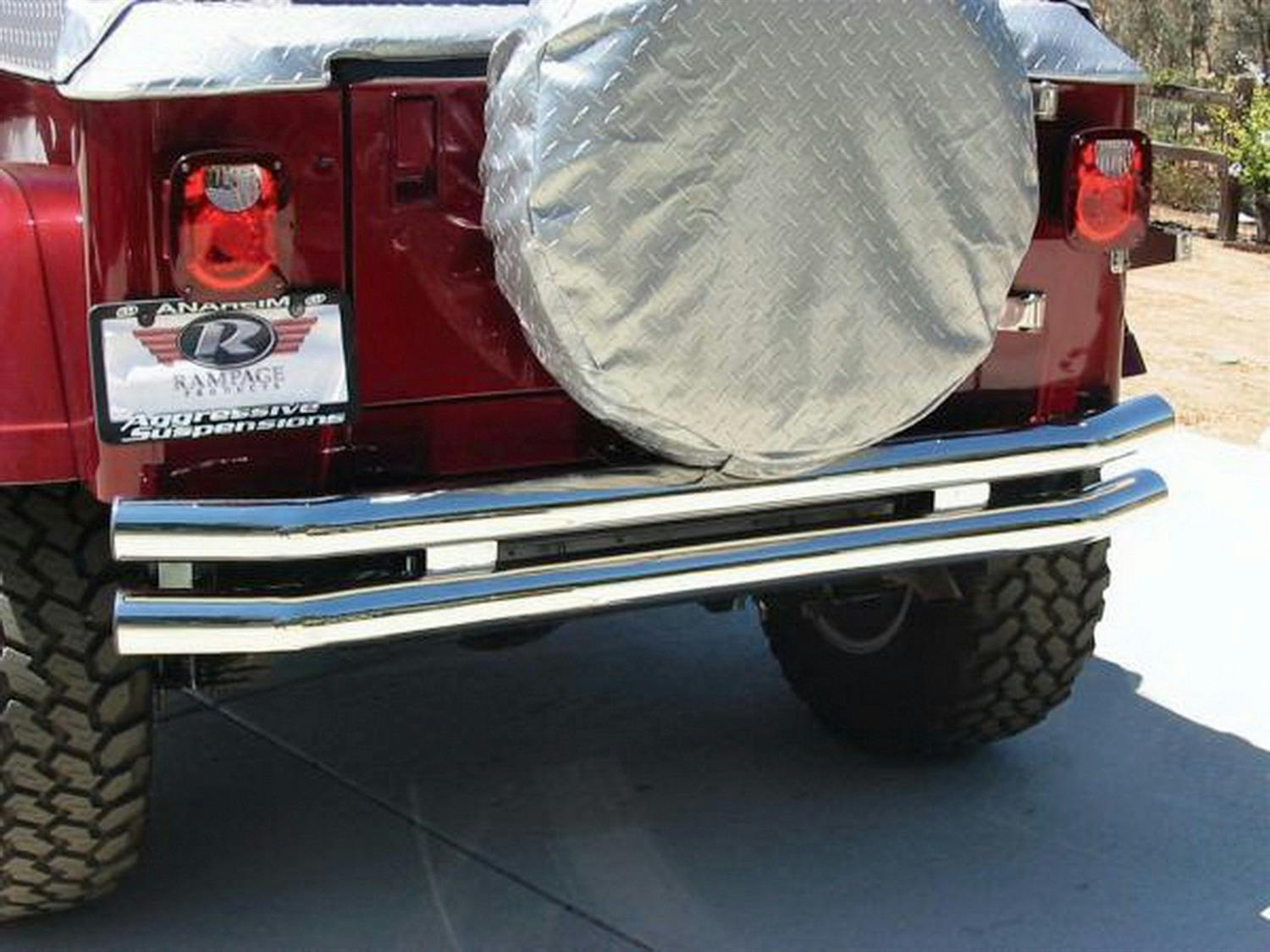 Rampage Products 8448 Double Tube Bumper Black - Rear with Receiver
