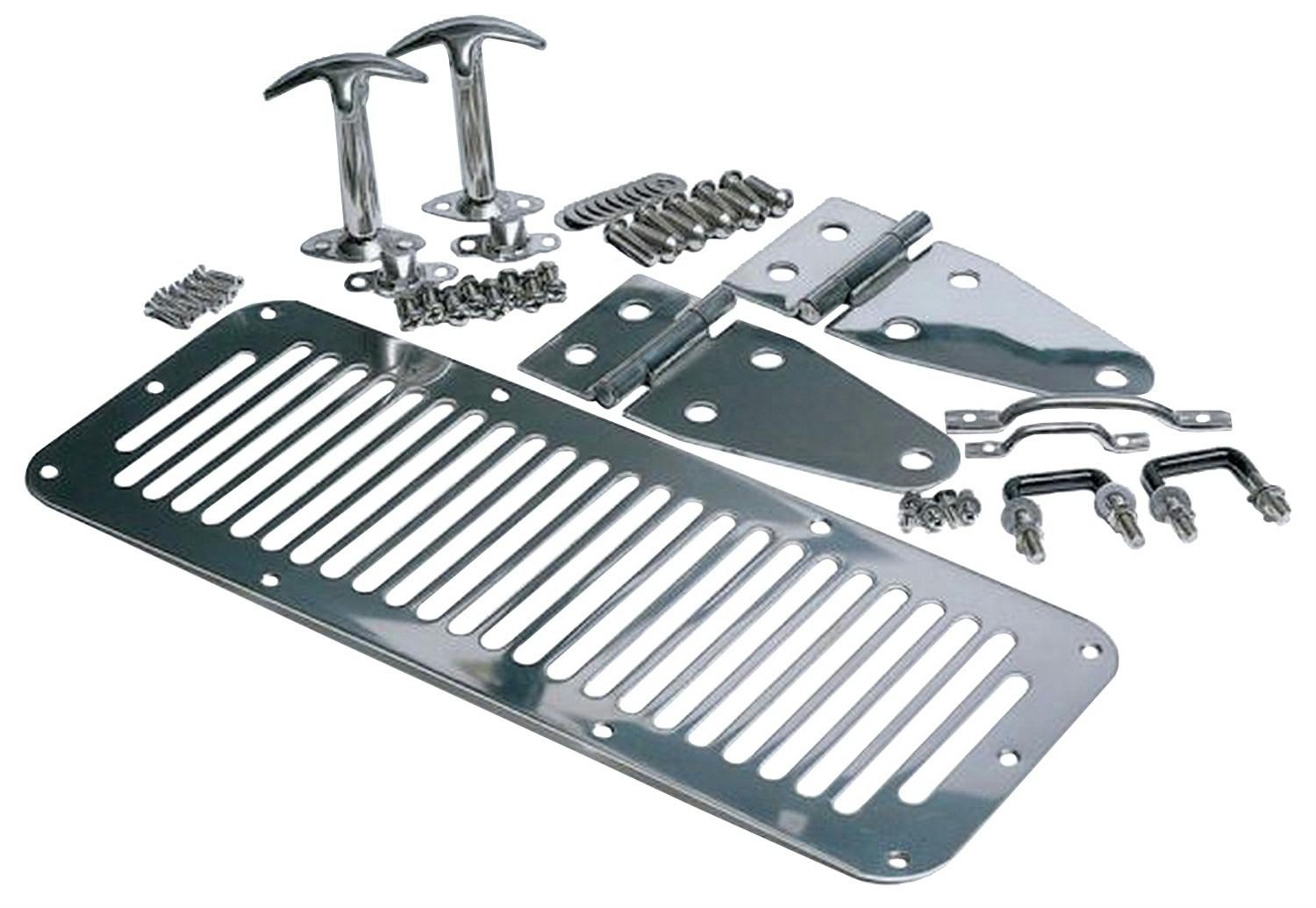 Rampage Products 7499 Complete Hood Kit, Hood Catches/Hinges/Vent/Footman Loop/Windshield Tie Down