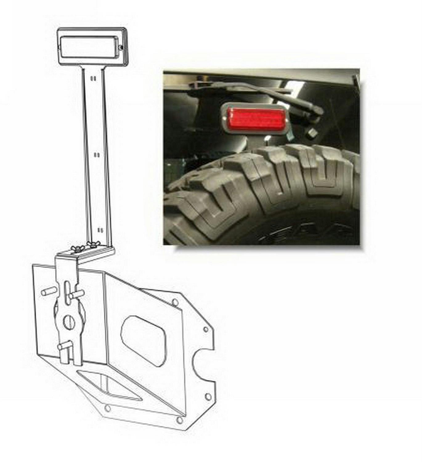 Rampage Products 86615 Third Brake Light Kit; Black Universal; Incl. Adjustable Frame/LED Light Fixture