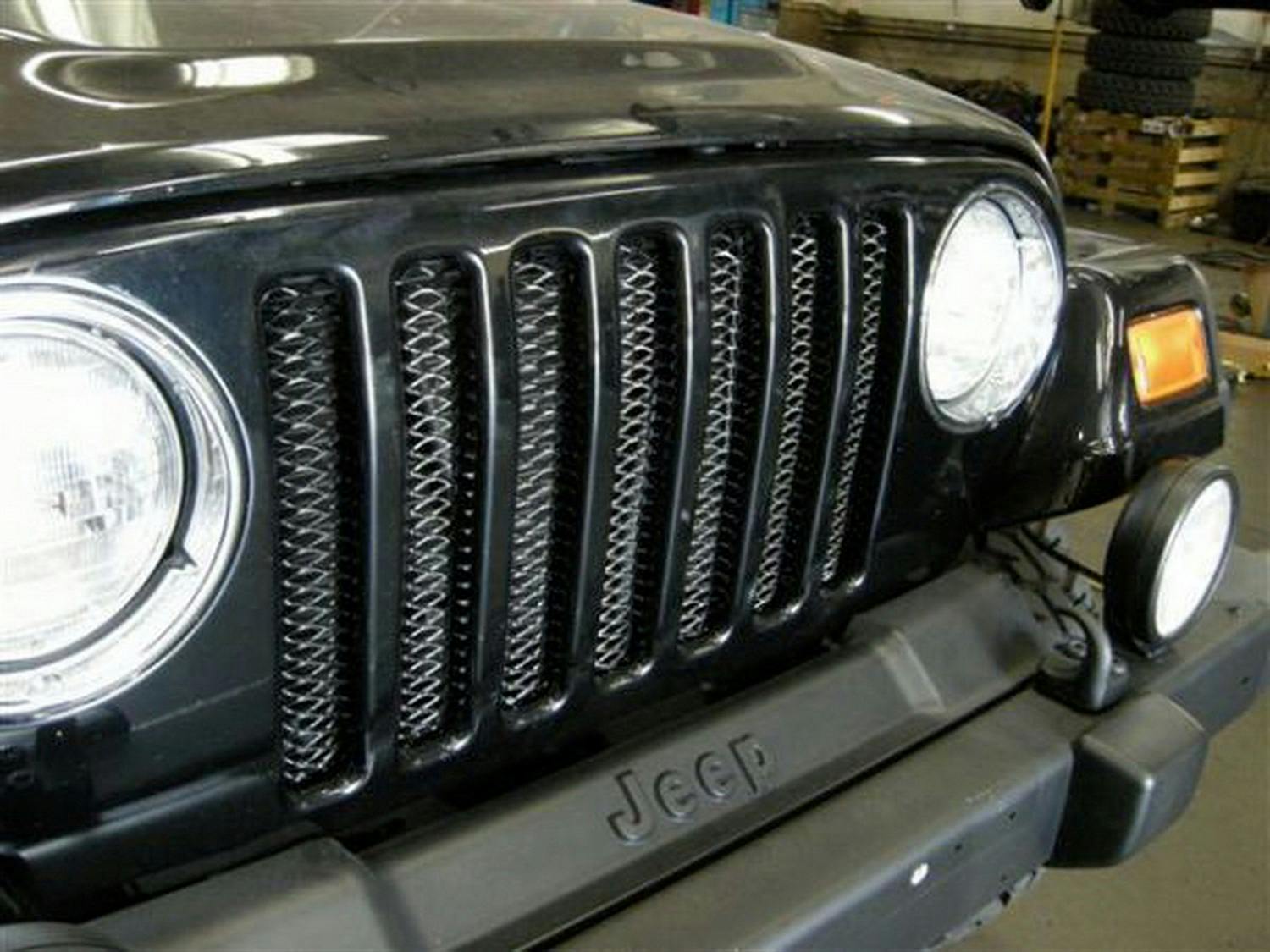 Rampage Products 86514 Single Piece 3D Grille; Gloss Black Powder Coat