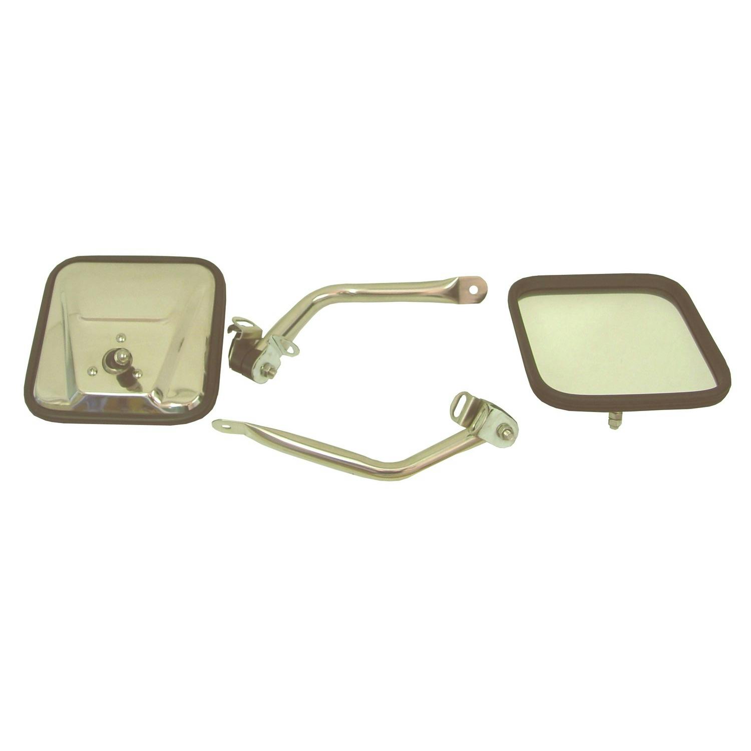 Rugged Ridge 11005.07 CJ-Style Side Mirror Kit; Stainless Steel; 97-06 Jeep Wrangler TJ
