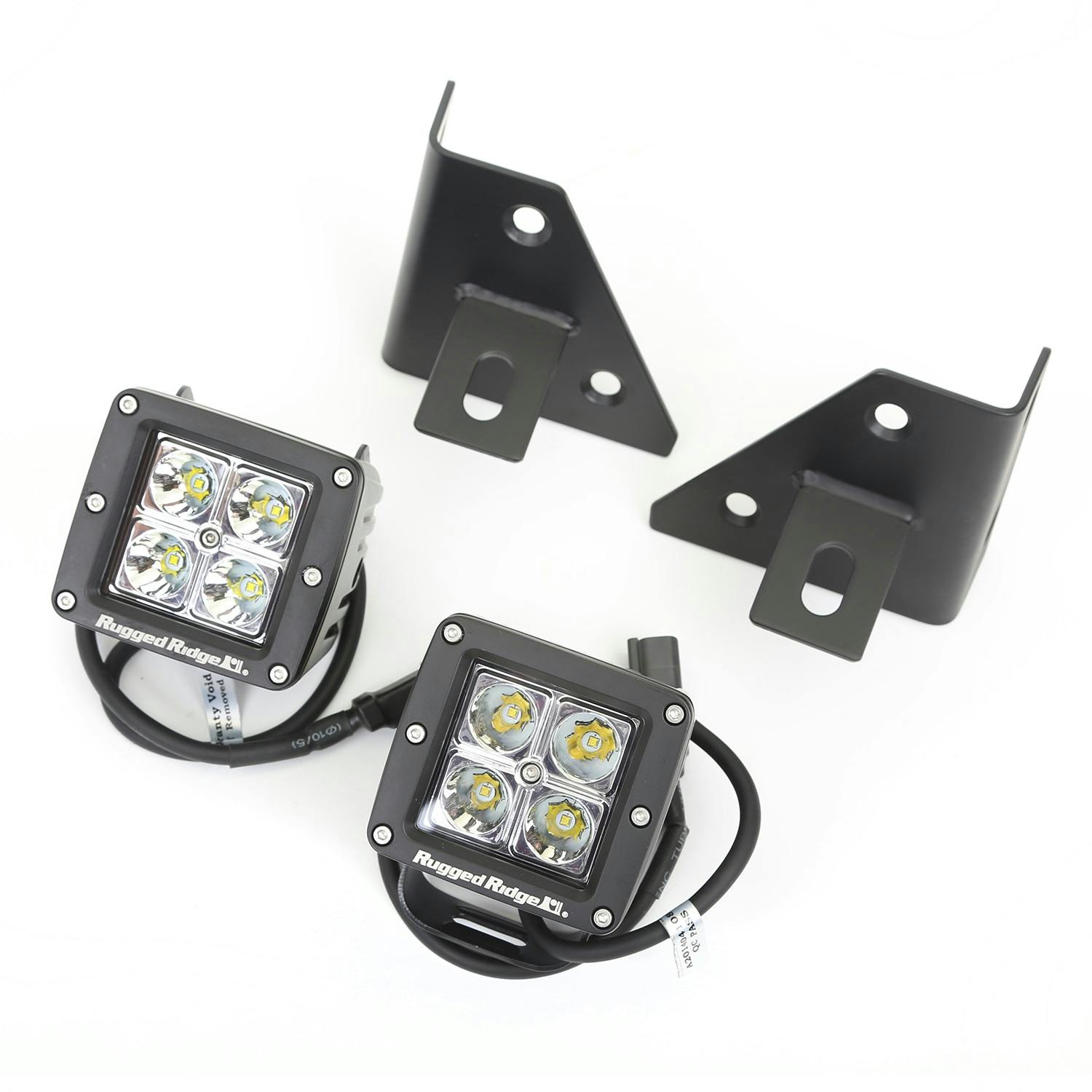 Rugged Ridge 11027.12 Windshield Bracket LED Kit, Black, Square