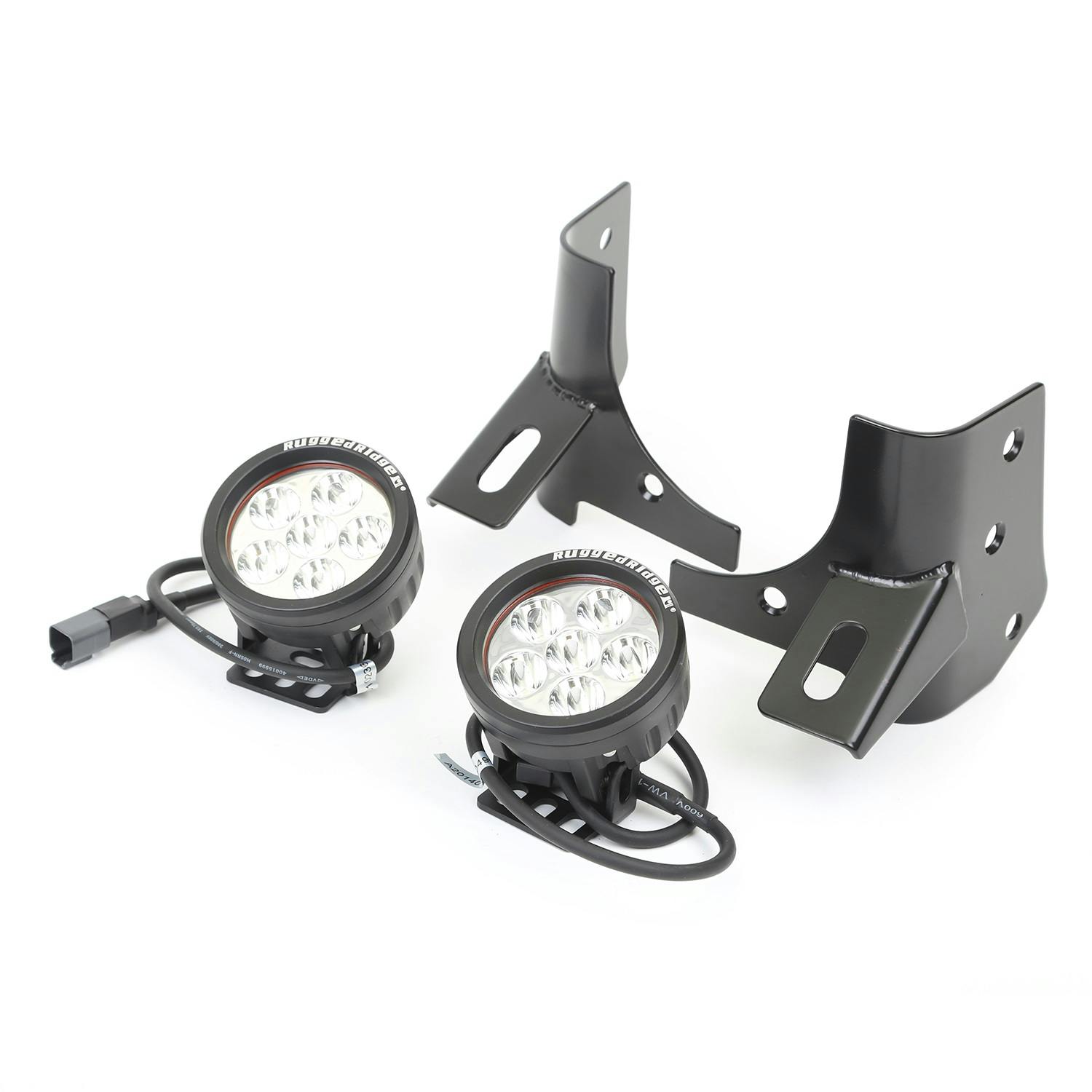 Rugged Ridge 11027.13 Windshield Bracket LED Kit, Black, Round