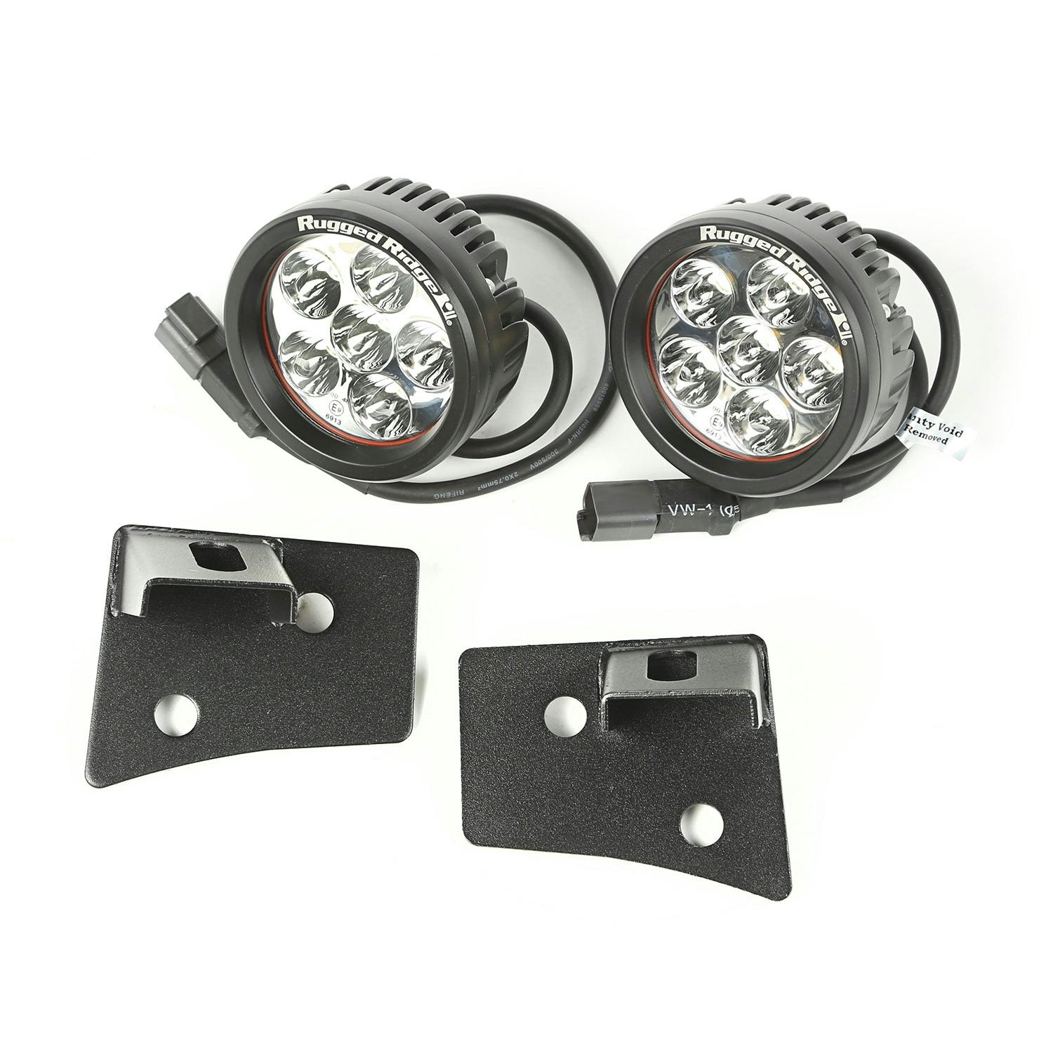 Rugged Ridge 11027.17 Windshield Bracket LED Kit; Textured Black; Round; 07-17 Wrangler JK