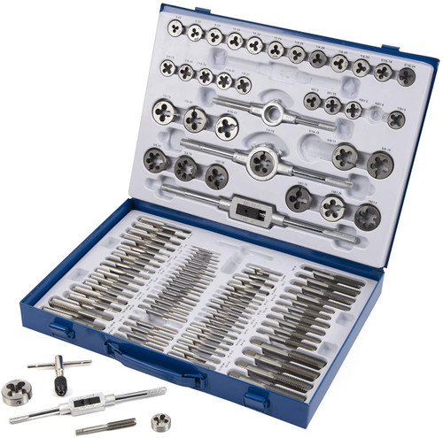 110 PC Sae and Metric Bearing Steel Tap and Die Rethreading Kit