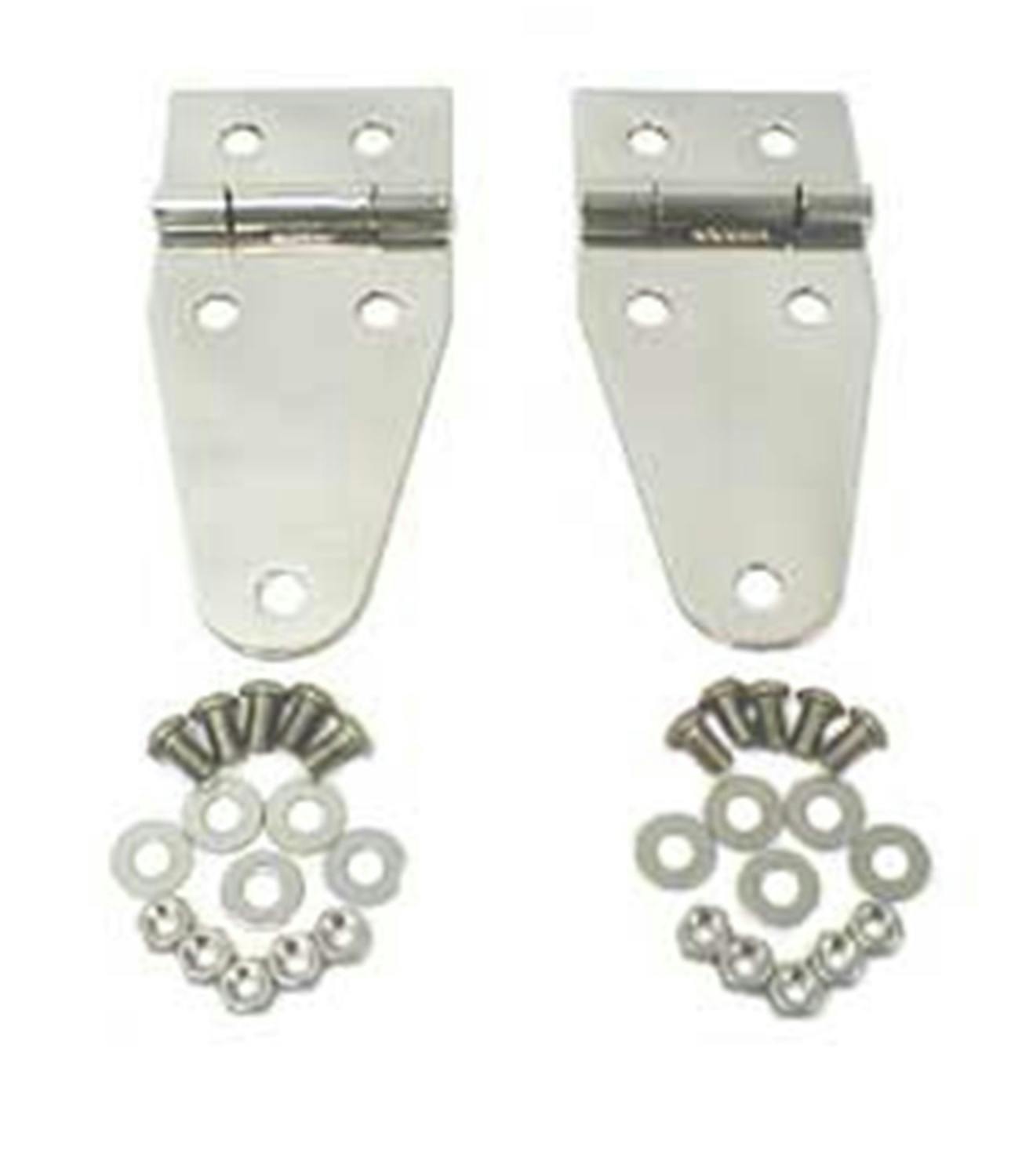 Rugged Ridge 11111.01 Hood Hinges; Stainless Steel; 76-95 Jeep CJ/Wrangler YJ