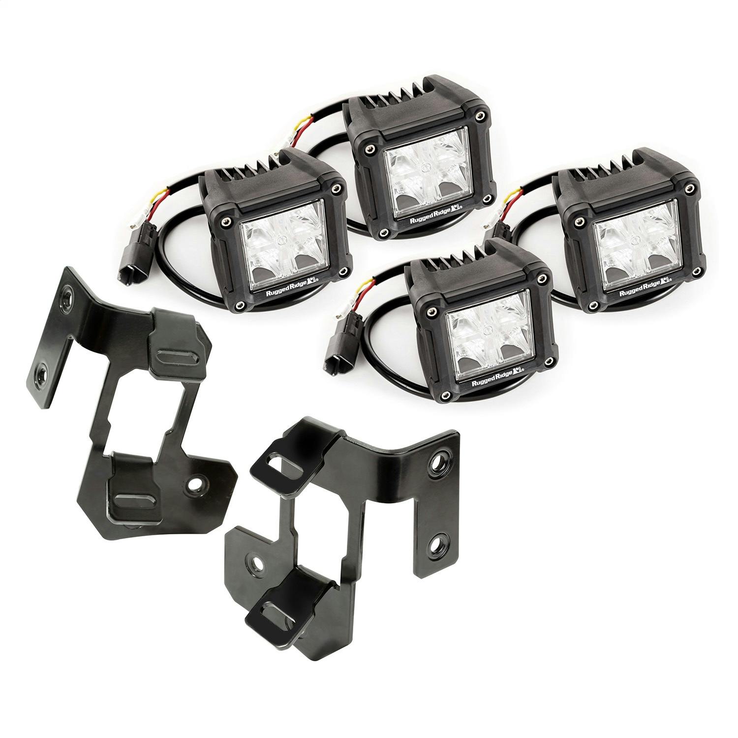 Rugged Ridge 11232.18 A-Pillar Light Mount Kit, Black, Dual Cube