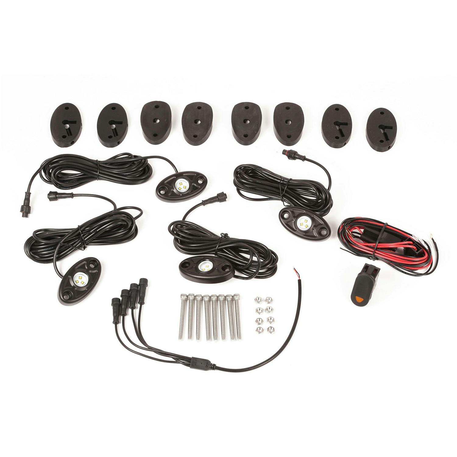 Rugged Ridge 11232.40 LED Rock Light Kit with Harness; 4-pc; White; 07-17 JK
