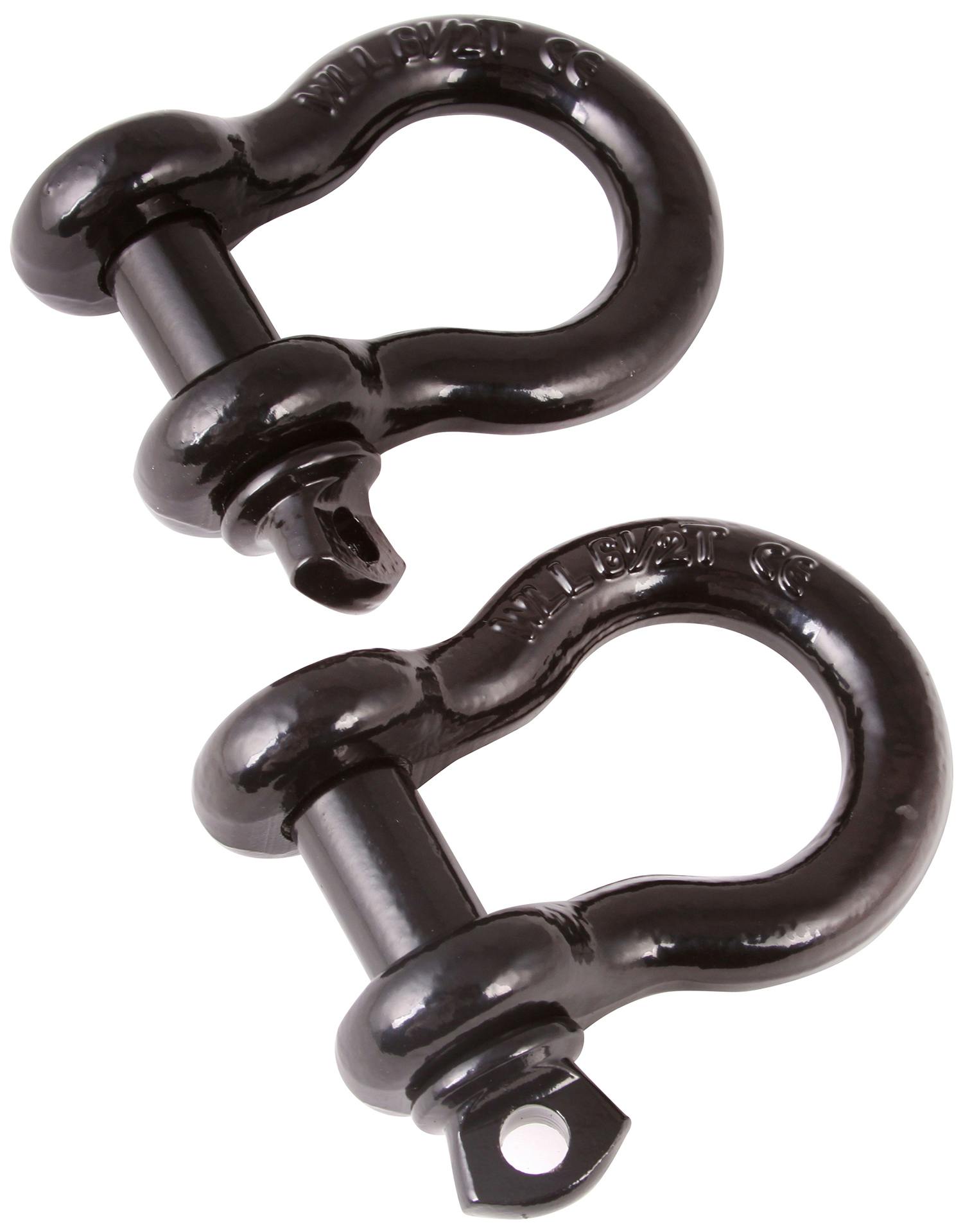 Rugged Ridge 11235.04 D-Ring Shackles; 3/4-Inch; Black; Steel; Pair