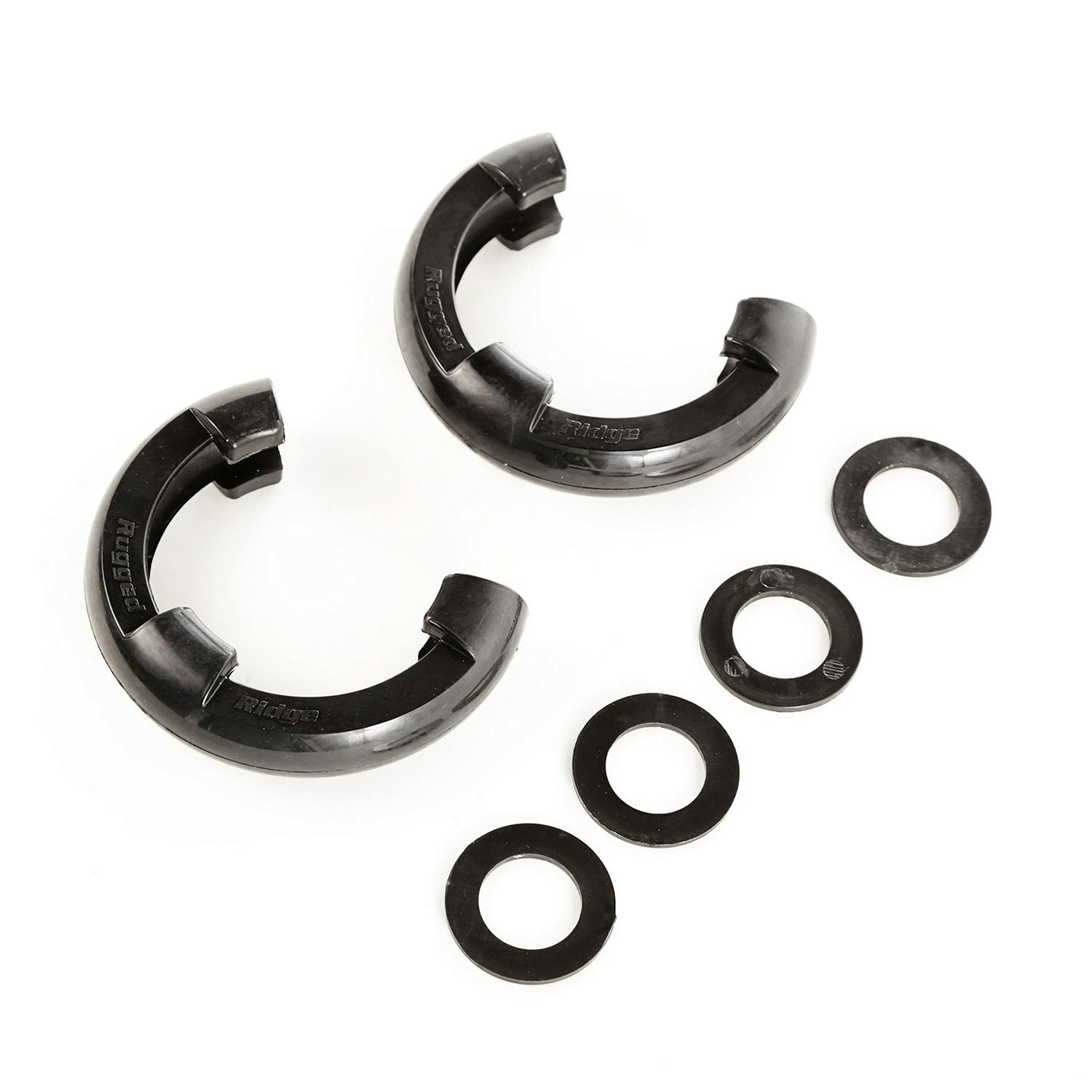 Rugged Ridge 11235.30 D-Shackle Isolator Kit; Black Pair; 3/4-Inch