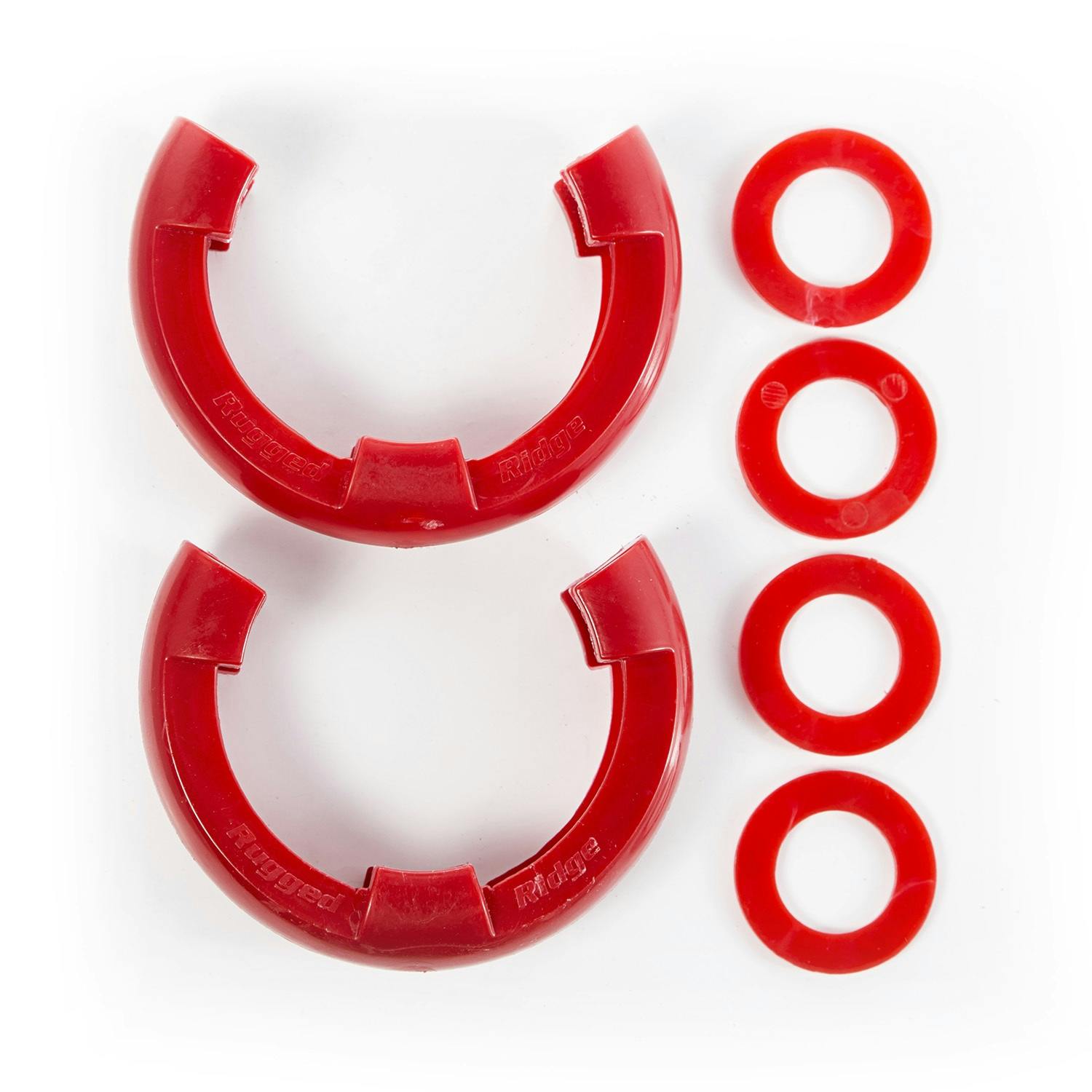 Rugged Ridge 11235.31 D-Shackle Isolator Kit; Red Pair; 3/4-Inch