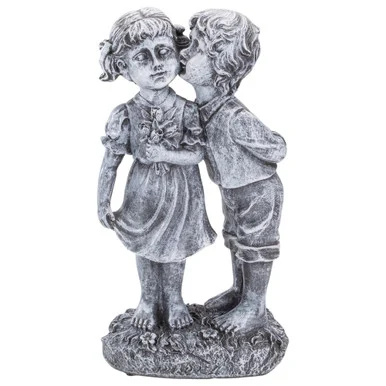 12.5″ Peck on the Cheek Outdoor Garden Statue – Capturing Innocence and Sweet Moments