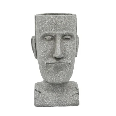 15″ Cement Gray Man Head Planter