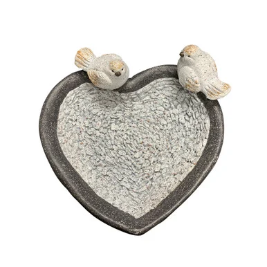 15″ Gray Two Birds on Heart Decorative Birdfeeder