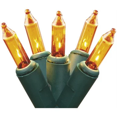 150-Count Gold Chasing Mini Christmas Light Set, 33.5ft Green Wire