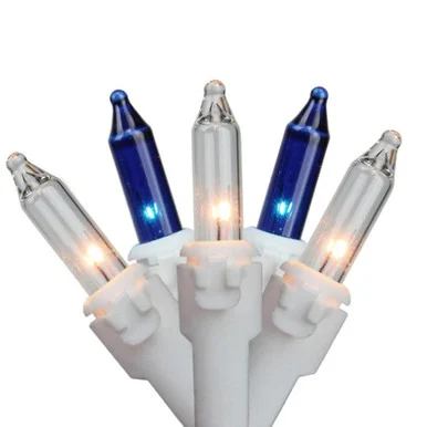150ct Blue & Clear Mini Icicle Christmas Lights – White Wire