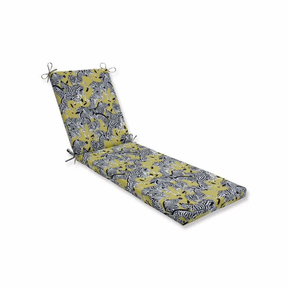 80″ Black and Yellow Zebras Designed UV-resistant Outdoor Patio Chaise Lounge Cushion