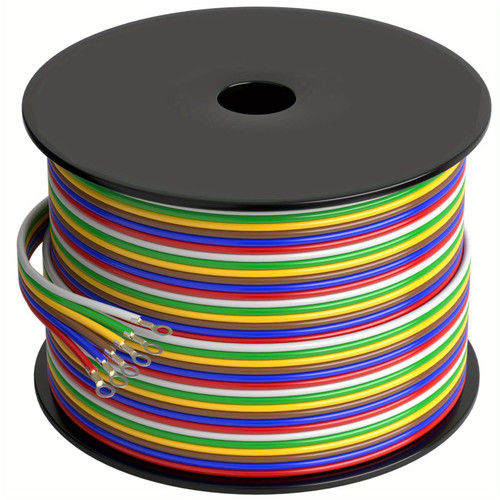 Trailer Wiring Harness, 100Foot 6 Way Trailer Wire Kit, 6-Wire CCA Trailer Light Wire, 14 Gauge CCA Trailer Wiring Kit, Boat Trailer Wire (Red, Blue, Green, Yellow, Brown, White)