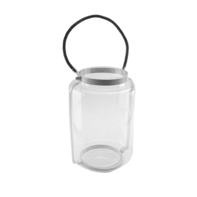18″ Hurricane Pillar Glass Candle Lantern with White Metal Frame
