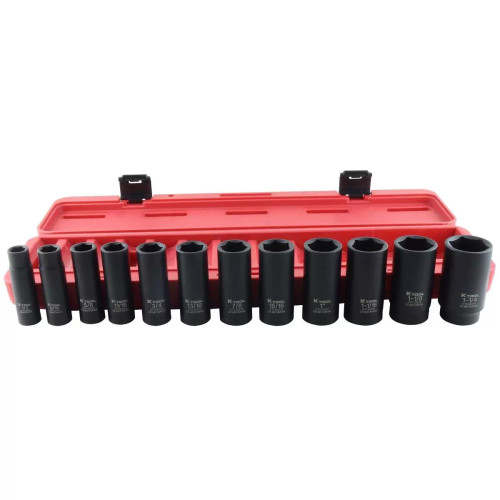 K Tool International 12PC 1/2" DR SAE DEEP 6PT IMP SOC SET