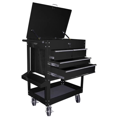 K Tool International Heavy Duty 4-Drawer Service Cart Black