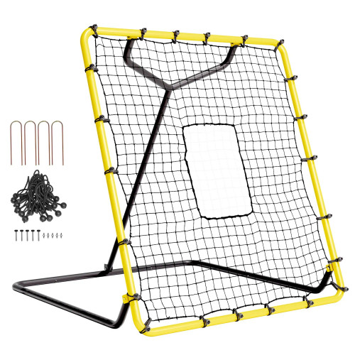 Baseball And Softball Rebounder Net, 4 x 4.5 Feet PitchBack Baseball Nest for Pitching and Fielding Training, Pitch Return Trainer Rebound Net with Pitching Target, 4 Adjustable Angles