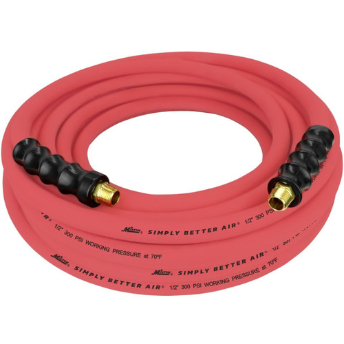 Milton™ 1/2" Ultra Lightweight Rubber Hose, 50' Air Hose w/ 3/8" NPT Male Inlet Thread Ends