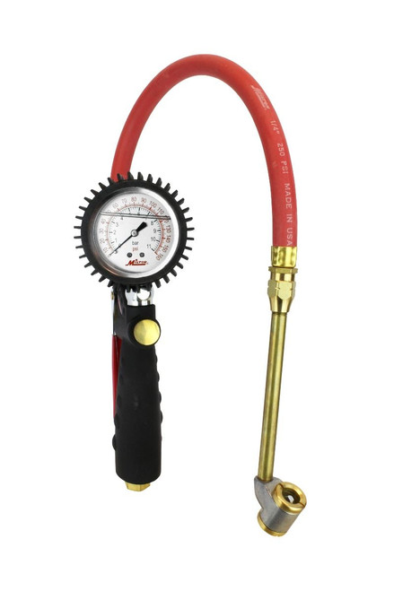 Milton Pro Analog Tire Inflator/Pressure Pistol Grip Gauge - Large Bore Dual Head Chuck, 15 in Hose - 160 PSI