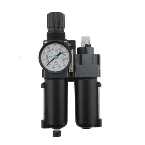 Milton™ FRL (Mini/Piggyback) Air Filter & Regulator w/Lubricator - 1/4" NPT - Metal Bowl, Automatic Float