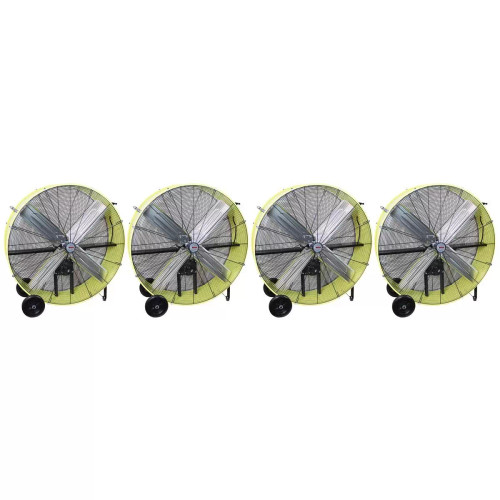 K Tool International 42" Belt Drive Industrial Drum Fan Safety Yellow Pallet of 4