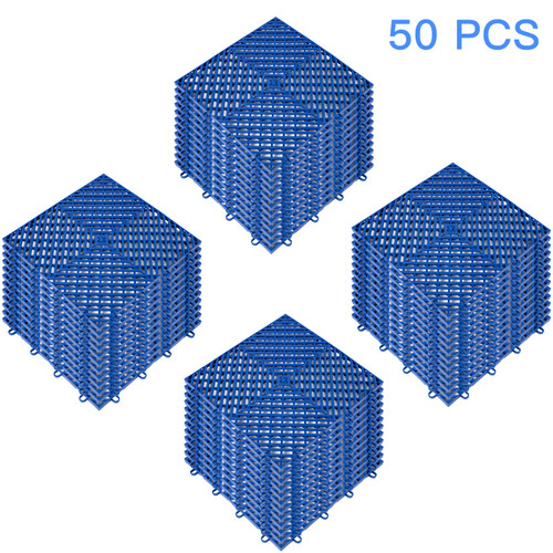 Tiles Interlocking 50 PCS Blue, Drainage Tiles 12x12x0.5 Inches, Deck Tiles Outdoor Floor Tiles, Outdoor Interlocking Tiles, Deck Flooring for Pool Shower Bathroom Deck Patio Garage