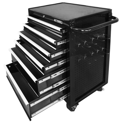 K Tool International 26" 6 Drawer Rolling Tool Cabinet w/ Peg Board