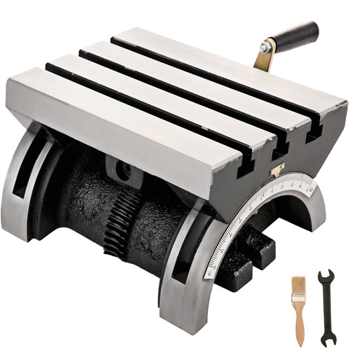 Tilting Milling Table 10x7inch Tilting Angle Milling Machine 0-90 degree Adjustable Swivel Angle Plate with 3 T-slots and an Adjustable Crank Handle Heavy Duty Tilting Milling Machine for Grinding
