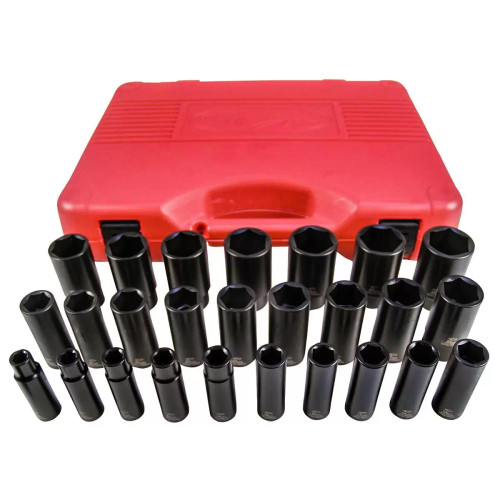 K Tool International 26 Piece Metric Impact Socket Set 1/2" Deep