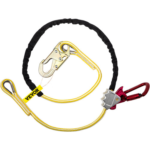 Positioning Lanyard, 1/2 inch x 10 ft Positioning Rope, Polyester Arborist Lanyard for Tree Climber, Adjustable Work Position Lanyard for Fall protection with Rope Grab, Snap Hook, D-ring