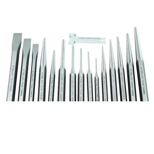 K Tool International PUNCH & CHISEL SET 15 PC. IN KIT BAG
