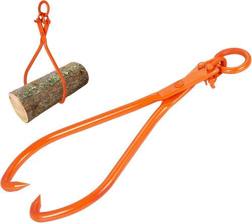 Log Skidding Tongs, 32 inch 2 Claw Log Lifting Tongs, Heavy Duty Steel Lumber Skidding Tongs, 1543 lbs/700 kg Loading Capacity, Log Lifting, Handling, Dragging & Carrying Tool