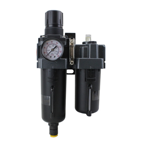 Milton™ FRL Piggyback Air Filter & Regulator w/Lubricator - 1/2" NPT - Metal Bowl, Automatic Float