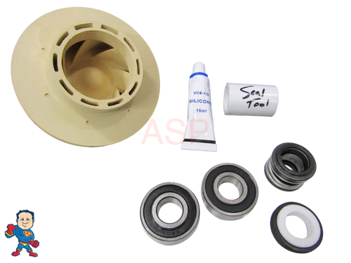 2.5HP Impeller + Dual Bearing & Seal Kit for Jacuzzi Premium/Sundance Spas (May 2009+)