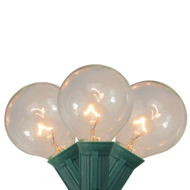 20-Count Clear G40 Globe Patio Garden Christmas Light Set, 19ft Green Wire